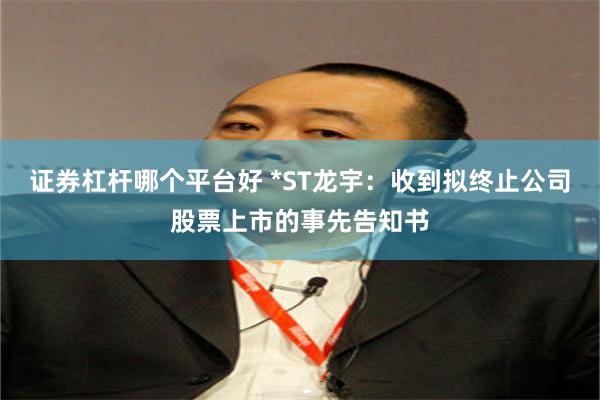 证券杠杆哪个平台好 *ST龙宇：收到拟终止公司股票上市的事先告知书