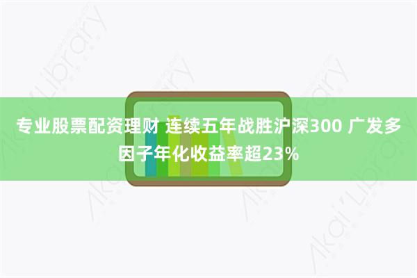 专业股票配资理财 连续五年战胜沪深300 广发多因子年化收益率超23%