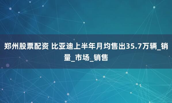 郑州股票配资 比亚迪上半年月均售出35.7万辆_销量_市场_销售