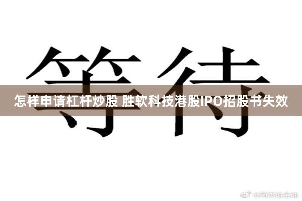 怎样申请杠杆炒股 胜软科技港股IPO招股书失效