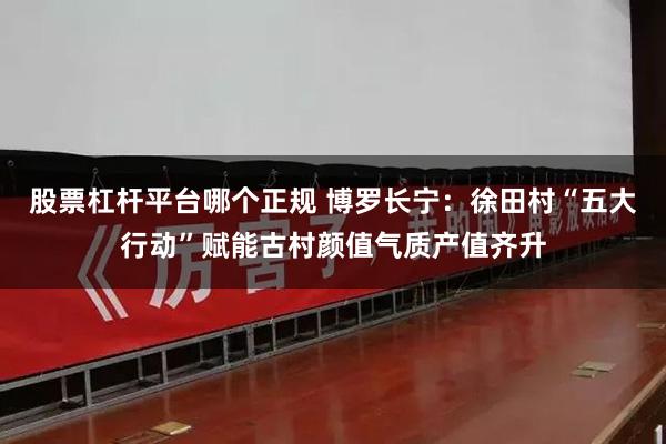 股票杠杆平台哪个正规 博罗长宁:徐田村“五大行动”赋能古村颜值气质产值齐升