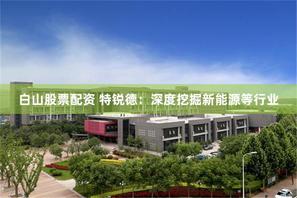 白山股票配资 特锐德：深度挖掘新能源等行业