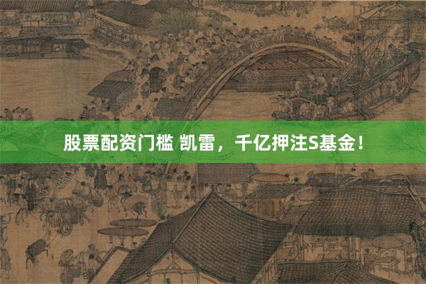 股票配资门槛 凯雷，千亿押注S基金！