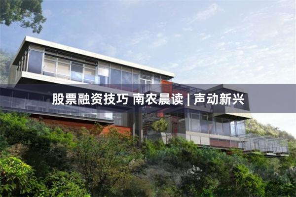 股票融资技巧 南农晨读 | 声动新兴