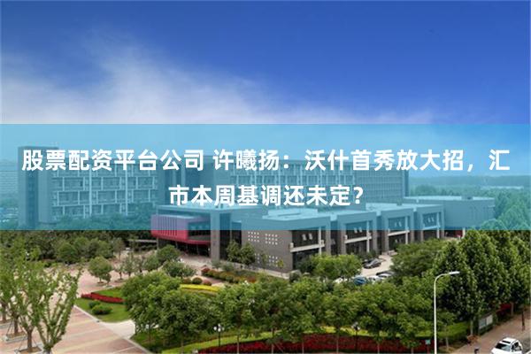 股票配资平台公司 许曦扬:沃什首秀放大招,汇市本周基调还未定?