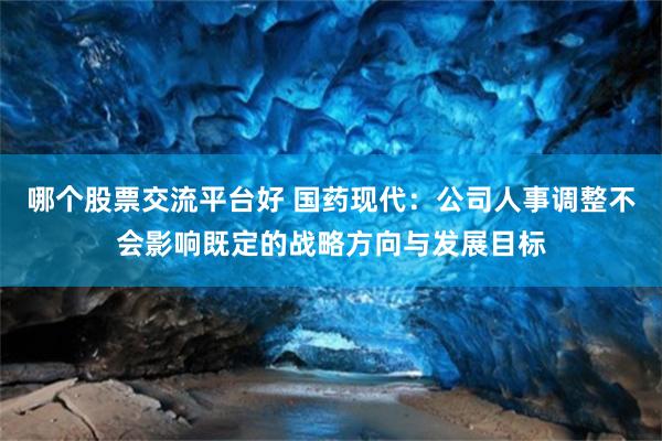 哪个股票交流平台好 国药现代：公司人事调整不会影响既定的战略方向与发展目标