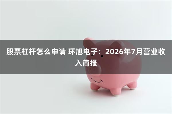 股票杠杆怎么申请 环旭电子：2026年7月营业收入简报